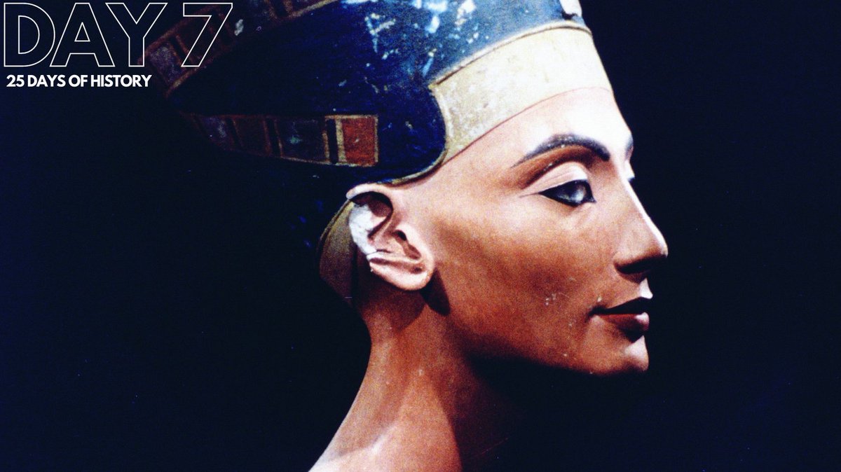 Day 7: 110 years ago today, a bust of Queen Nefertiti was found in El-Amarna, Egypt. Neferneferuaten Nefertiti was the great royal wife of King Akhenaten, and possibly one of the most iconic Egyptian Queens. #queennefertiti #historicnewspapers #christmas #egypt #nefertitibust