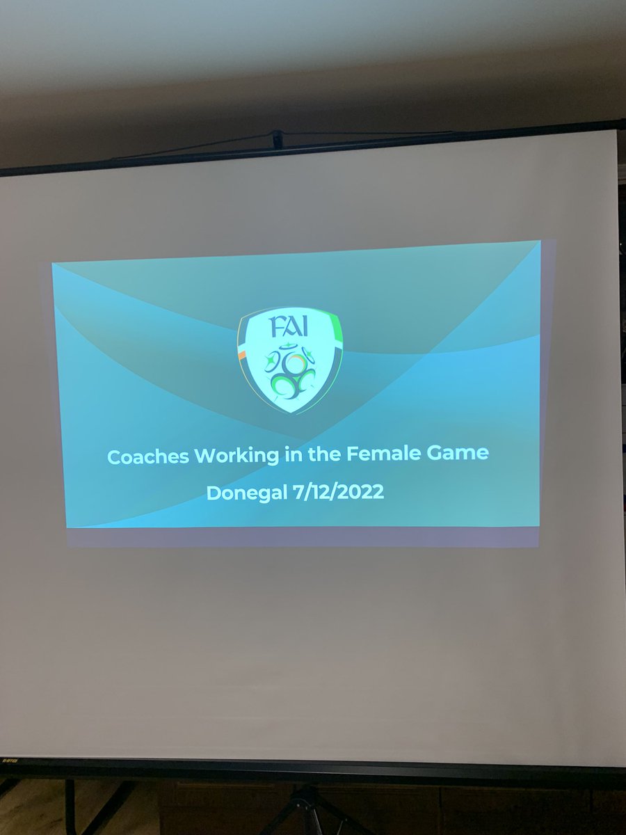 Shanepbarr's tweet photo. Really enjoyable workshop this evening at Ballyare with a huge turnout of 53 coaches from Co.Donegal who are all working in the female game. The first of many @FAICoachEd workshops being delivered in Donegal for coaches working in womens &amp; girls football.. Well Done All 👏👍⚽️ https://t.co/j3k5tLLlyi
