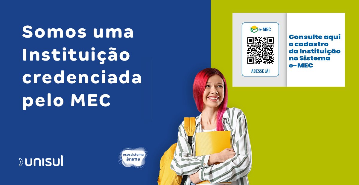 Além de escolher o seu curso e área de atuação, é preciso estar atento ao credenciamento no MEC, exigido por lei, para que o seu diploma seja válido, que você tenha uma segurança maior e uma formação de qualidade na trajetória acadêmica. Acesse o QR Code da imagem e saiba mais!