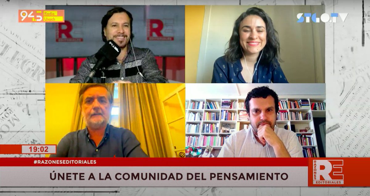radiousach's tweet photo. 🗣️🎙️ ¡Comenzó el debate en #RazonesEditoriales!
Te invitamos a sumarte a la conversación en esta agitada jornada junto a @Panchoundurraga, @JaviMoralesAl y @Jaime_Bassa
¡Conéctate!
📻 94.5 FM
📺 50.1 @stgo_tv https://t.co/PF23DVLTIp