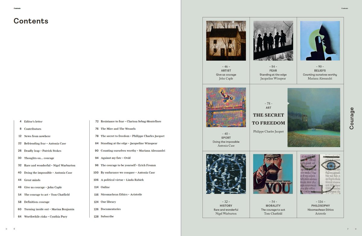 TheNewPhil's tweet photo. New New Philosopher - on 'Courage' - out now, with pieces by @philosophybites @marinab52 @TomChatfield @cmontefiore @patstokes Mariana Alessandri, Jacqueline Winspear, Antonia Case + interviews with @ClemsonUniv's @drcpury &amp; @MIT's Linda Rabieh. https://t.co/vGl3XKzfR4