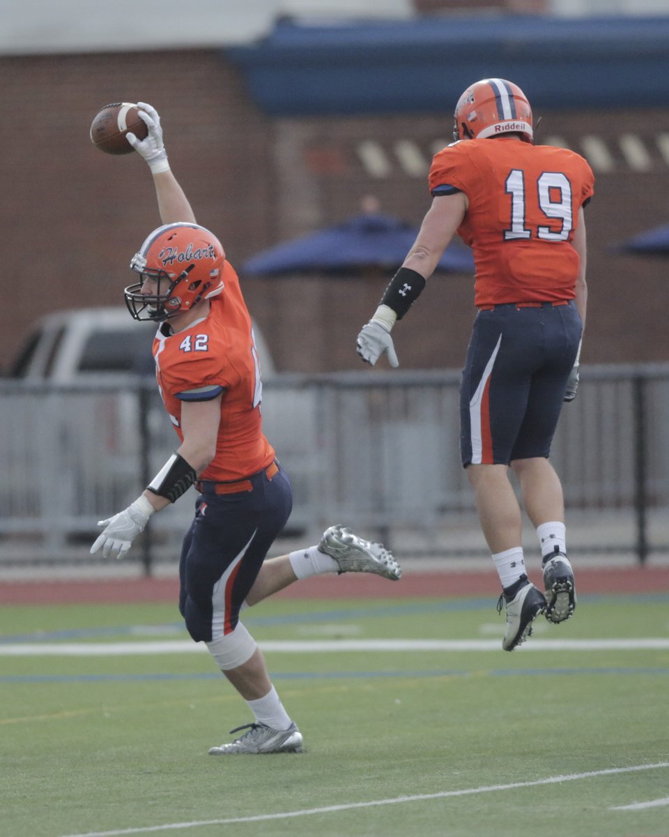Thank you so much <a href="/Coach_DeWall/">Kevin DeWall</a> <a href="/HobartFootball/">Hobart Football</a> for stopping by to talk with our guys and then chatting about all of the talent around Section V! 💙💛⚔️ #RecruitThe5Gr8at5