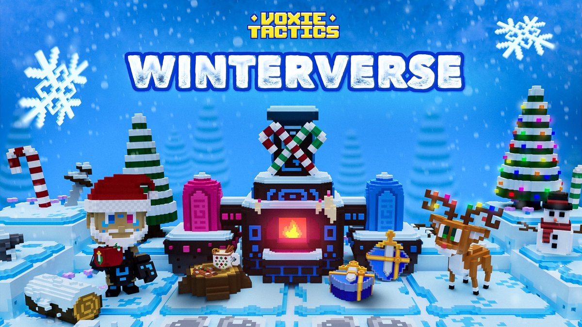 Voxie_Games's tweet photo. The WINTERVERSE has come to Voxie Tactics❄️ 

Starting from the 8th of DEC till the 3rd of JAN we have a jam-packed winter experience for you.

From the snowy arena, a winter present that can be opened in the Forge, and our 12 Days of Voxies, there's something for everyone! https://t.co/tExELmBJTd