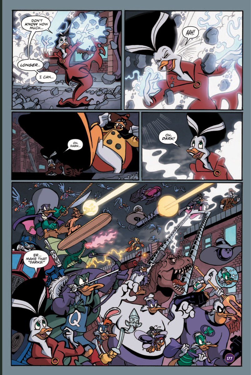Aaron_Sparrow's tweet photo. Infinite Darkwings! Keep up the retweets! Art by @SilvaniArt, colors by @adalhouse, letters by @deronbennett. #DarkwingDuck #SparrowandSilvanisDarkwingDuck #DarkwingComics #DarkwingDuckComics #FreeNewMaterialComing #Negaduck https://t.co/XOr09KOWdG