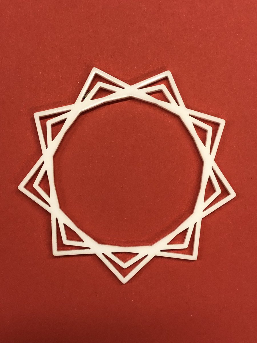 joshburker's tweet photo. Christmas ornaments programmed in @PicoTurtleArt and #fabricated with @EpilogLaser from 3mm acrylic. #art #math #programming #fabrication #bitsToAtoms https://t.co/2Odc8xA9rE