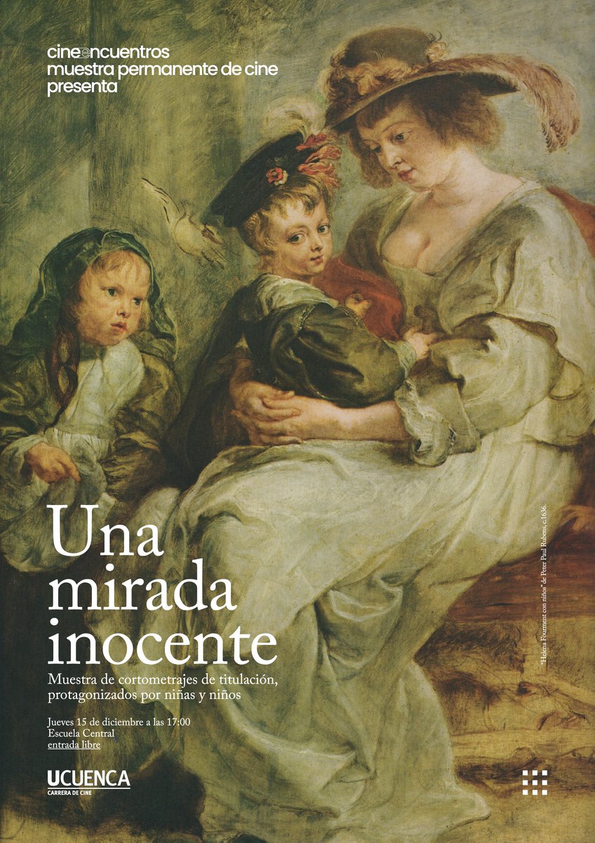 cine_ucuenca's tweet photo. "Una mirada inocente", nueva entrega de Cinencuentros, muestra que reúne cortometrajes de titulación cuyos protagonistas son niñas y niños.
Jueves 15 de diciembre a las 17:00 en la Escuela Central, entrada libre. https://t.co/S7yyh1dJYu