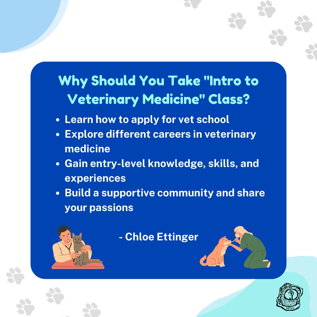 SFStateEXCO's tweet photo. ✨Teacher Spotlight✨

Meet Chloe Ettinger! She will be teaching Intro to Veterinary Medicine during Spring 2023. Swipe to learn more about who she is and why you should take her class. 🐕

#sfstateexco #sfstate #sfsu #sfsustudentlife #sfsugators #sfsu23 #sfsu24 #sfsu25 #sfsu26 https://t.co/XxLyOMPe3x