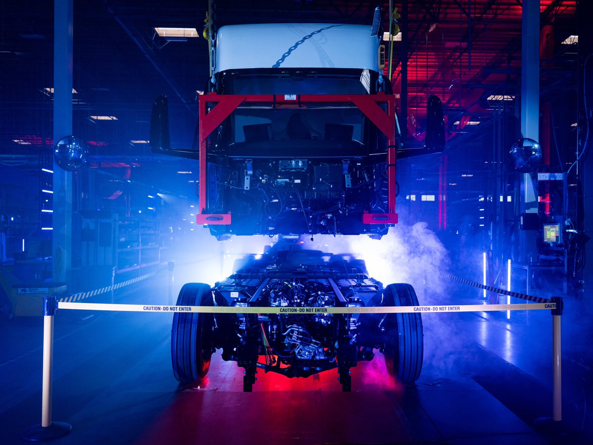 Tesla's tweet image. Delivered our first Tesla Semis last week ✌️