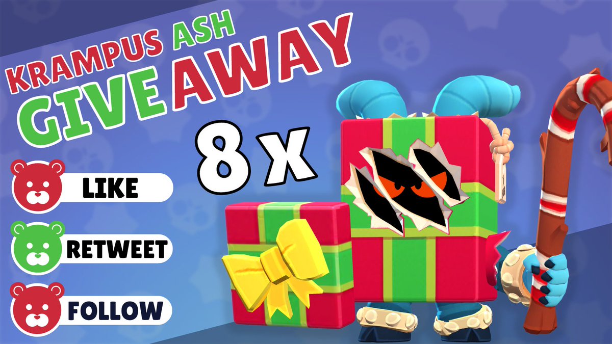 🎁 8x Krampus Ash Giveaway 🎅

✅Follow me, <a href="/TeddieCasts/">Teddie</a>  &amp; <a href="/ZoulanGG/">KCP Zoulan</a> 
❤️Like  
🔄Retweet 

Winners Announced on December 14th

#BrawlStars #KrampusAsh