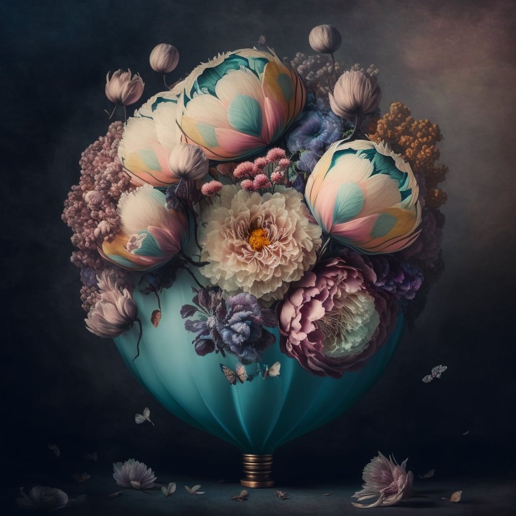 divinelenia's tweet photo. Balloon I🎈
#Balloons #Balloon #Flowers #StillLife #floral #pastel #fantasy #midjourney #digitalart #AIart #surreal #fineart https://t.co/xoNFToDiVr