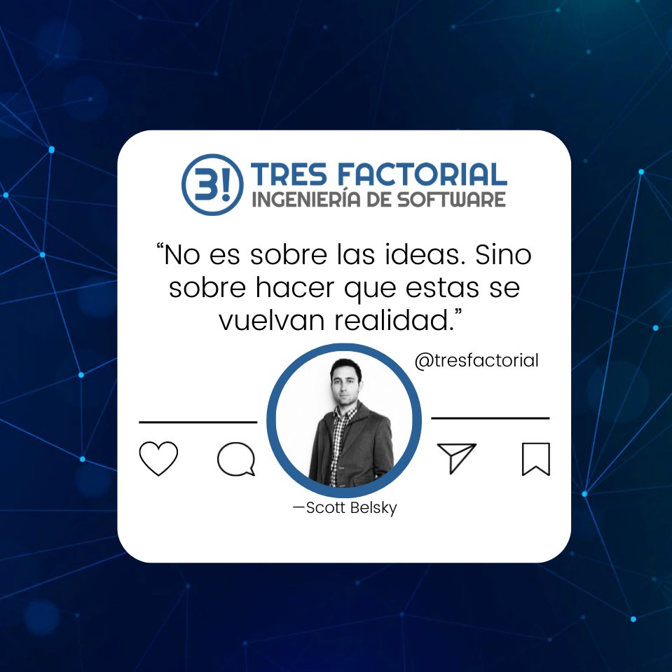 tresfactorial's tweet photo. “No es sobre las ideas. Sino sobre hacer que estas se vuelvan realidad.” 
—Scott Belsky https://t.co/cMpDuJS4u7