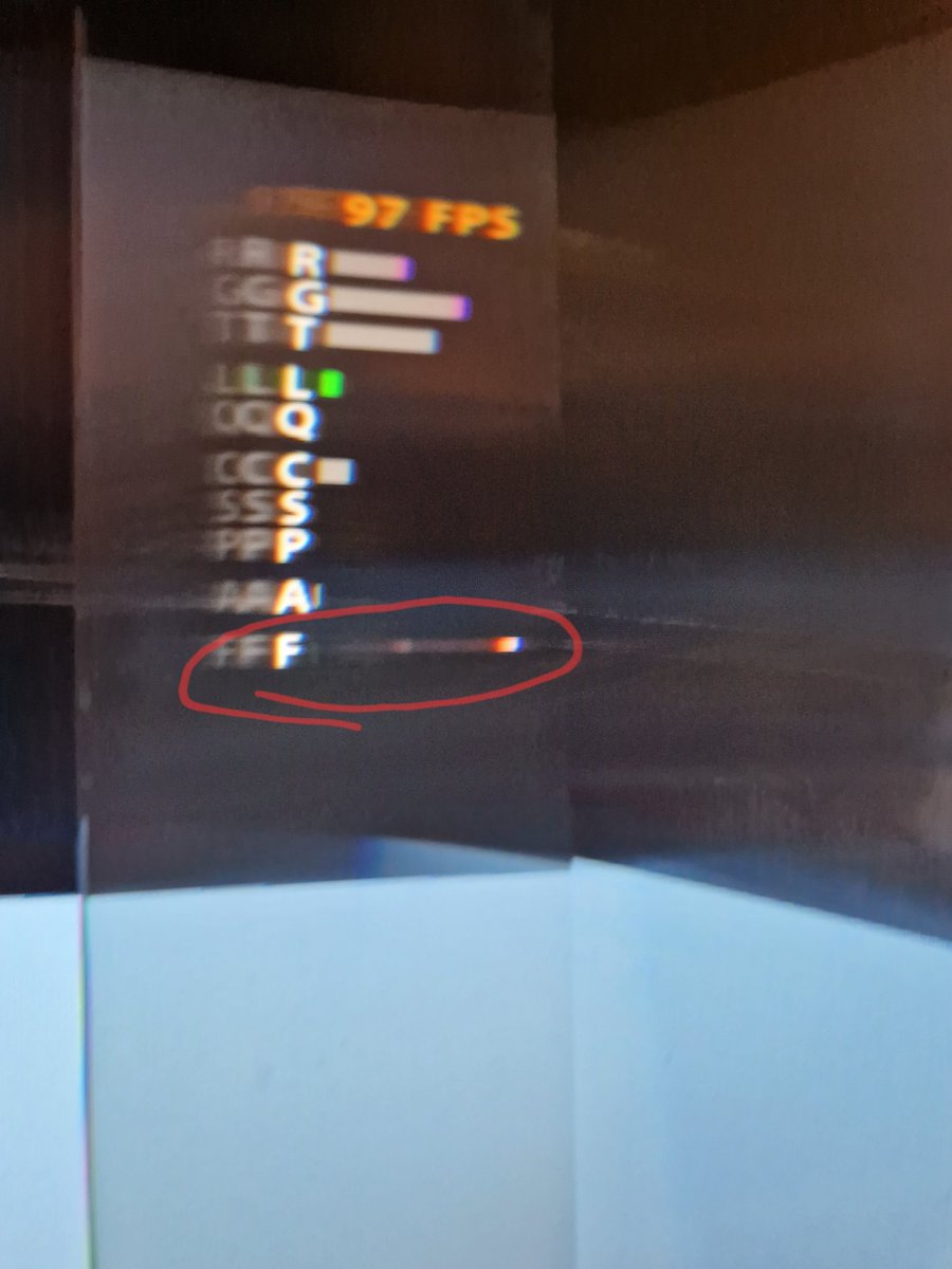 Anyone on <a href="/iracing/">iRacing</a> know what this pink bar means in your force feedback. Occurs when trying turning wheel from one direction to another quickly. Apologies for the rubbish photo and any assistance appreciated.