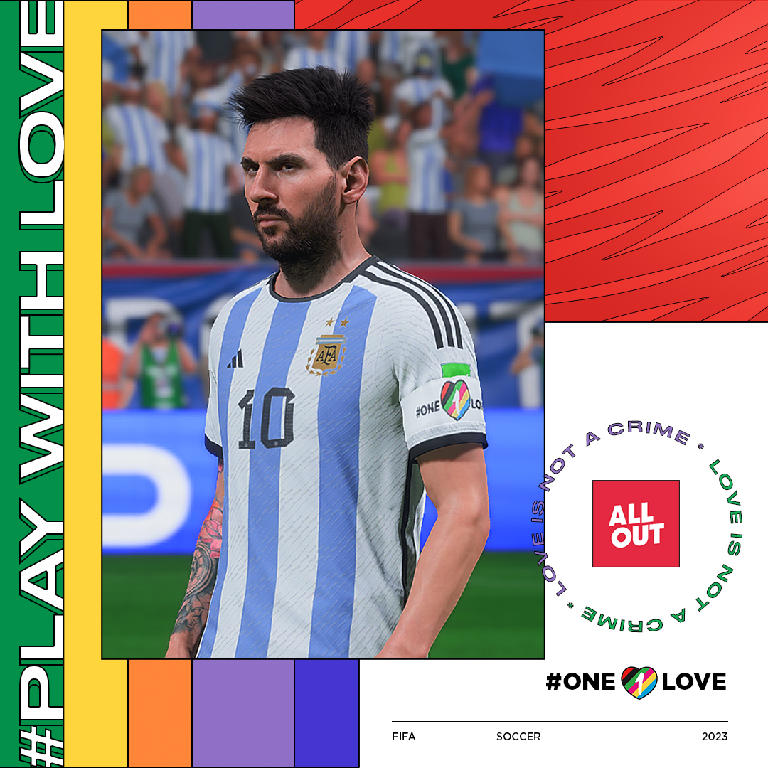 JohnBarkov_'s tweet photo. #PLAYWITHLOVE GENTE, A CONVITE DA @ALLOUTBR VOU ENTRAR EM CAMPO COM A BRAÇADEIRA QUE FOI PROIBIDA NO QATAR PELA @FIFAWORLDCUP NO DIA 08/12, ÀS 11:00 HORAS, VOU FAZER UMA LIVE JOGANDO O GAME FIFA 23 COM A VERSÃO VIRTUAL DESSA BRAÇADEIRA. https://t.co/oLbWjv20W6