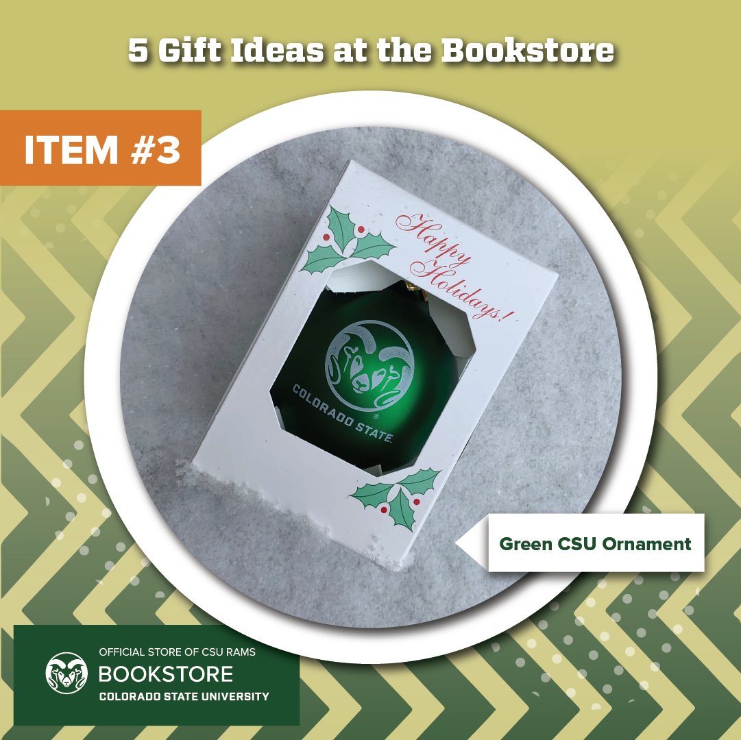 CSULSC's tweet image. Show your CSU holiday spirit with a festive CSU ornament, available now at the bookstore!