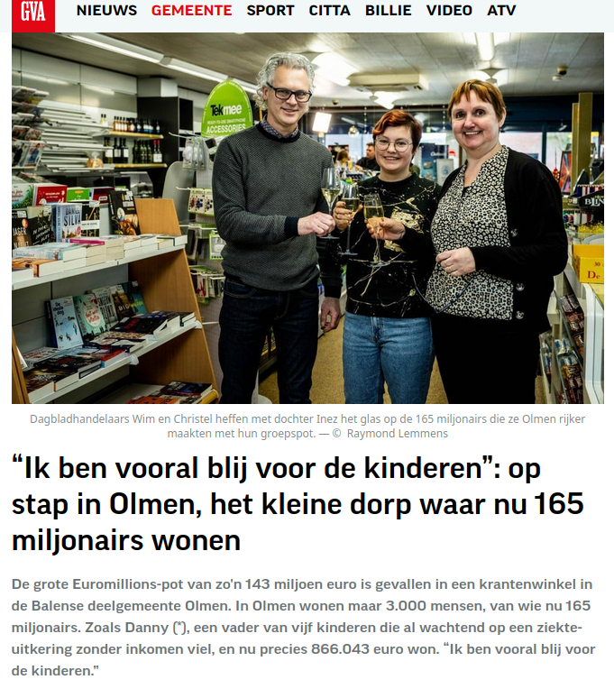 AsterBerghe's tweet photo. De lotto winnen... de enige manier om rijk te worden in België waar de Media en politiek niet vijandig tegenover staan. Probeer rijk te worden door ondernemend te zijn en de Media staan klaar op je te demoniseren en de politiek om je kapot te belasten.
#olmen https://t.co/N5Kg6odook