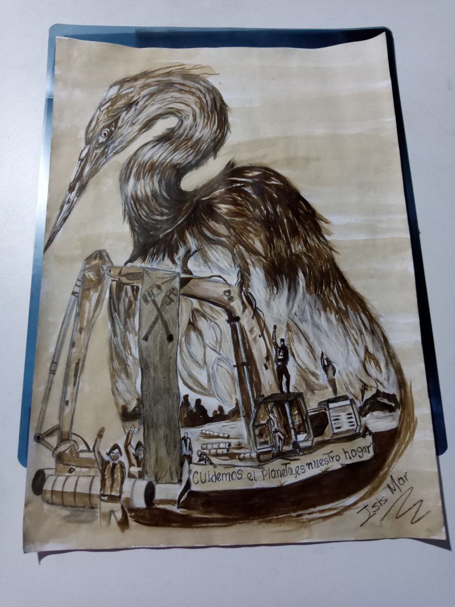 Ilustración de <a href="/isismarceleste/">M.</a> hecha con chimo, una tintura hecha con la hoja de tabaco.