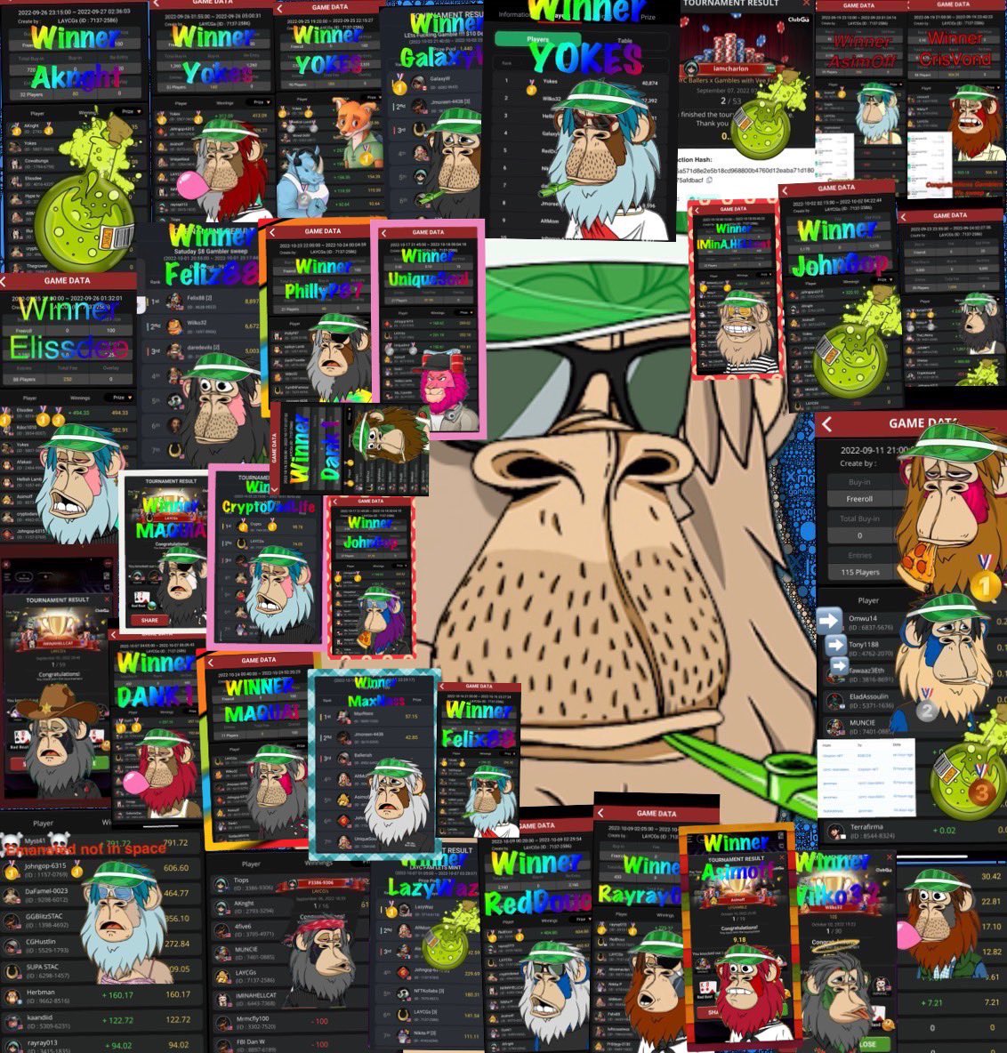 Friday night Poker with The LAYC-Gamblers 
Buy (0.02 eth )($25) 
🥇LAYC’G #2842
🥈NEKKID ACCESS PASS # 79
🥉LAYC #2721
4️⃣ @GnarAF_DAO 
0xD4aDd8Fe9d4A9C2097D3e01D7b045906E1C264e2 

🚨15 players minimum 🚨 <a href="/LazyApeYC/">Lazy Ape</a> @NekkidParadise <a href="/GrouchyGamblers/">Grouchy Gamblers</a> #LAYC #FIFAWorldCup #LAYCGs