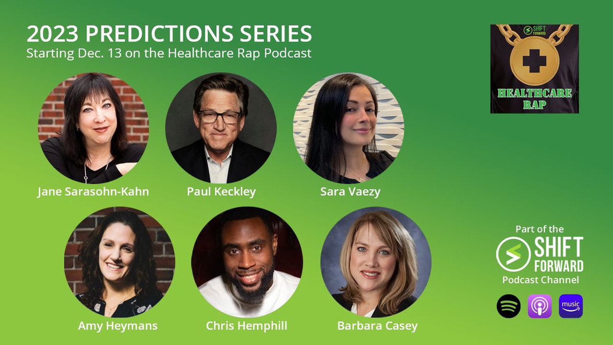 These all-stars are joining the @HealthcareRap to offer their predictions for consumer transformation starting Dec 13. In other words, this would be a great time to subscribe if you haven't yet! 

#consumerhealth #hcldr #hitsm @shiftfwdhealth 
@noodlev