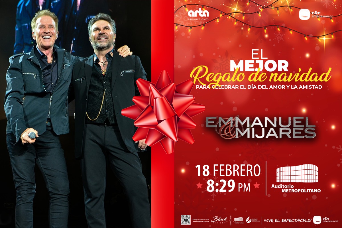 🎄🎁El mejor regalo de esta navidad para celebrar el día del amor y la amistad 🎄🎁
✨¡#TworAmigos Emmanuel  y Mijares  en #Puebla!✨
 🎟BOLETOS en blackticket.com.mx y taquillas del auditorio 
 🗓18 de febrero 2023 |  8:29 pm |  Auditorio Metropolitano Puebla