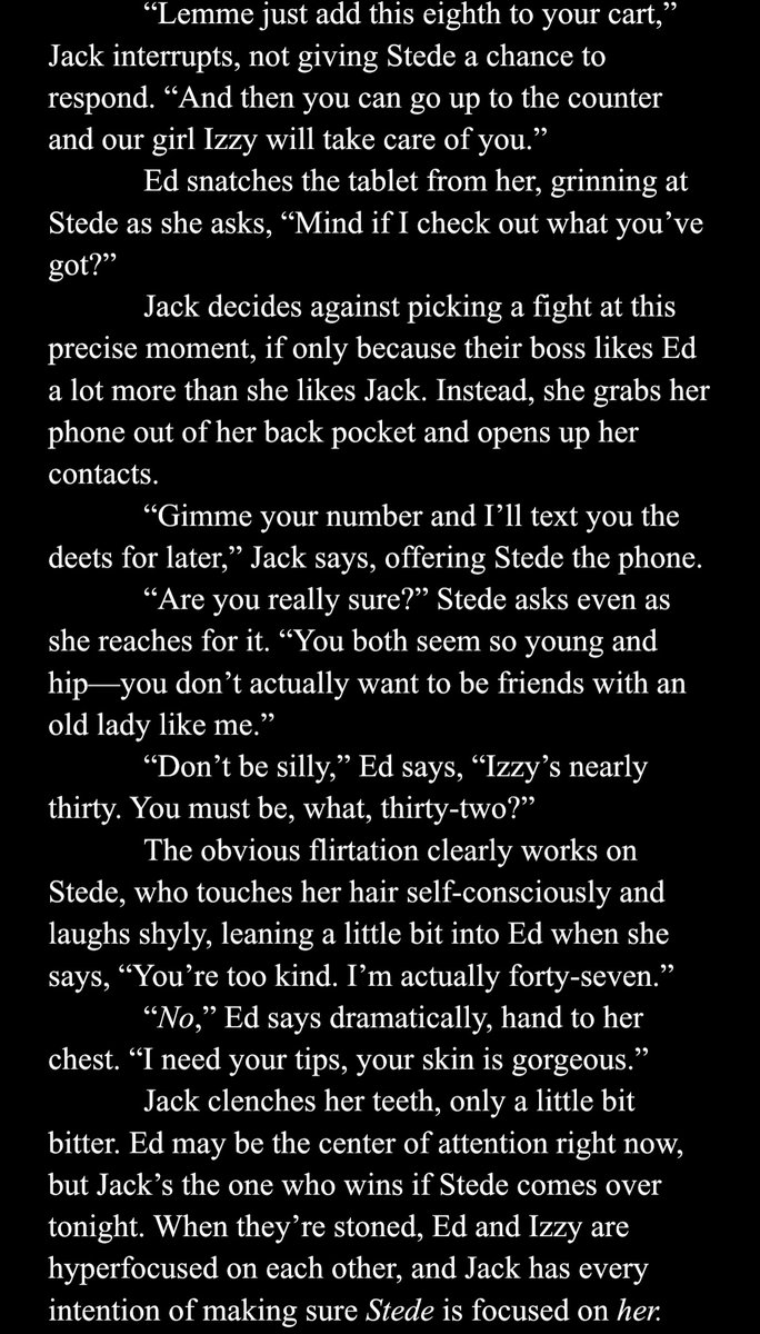 wishingonAO3's tweet photo. my WIP Wednesday proves i'm working on a 420 celebration... the first part of some wlw #stackedhands porn, in which mid-twenties Jack, Ed, and Izzy meet middle-aged Stede when she comes into their dispo...
CW: age difference, drug use https://t.co/dVQSp2jdHY