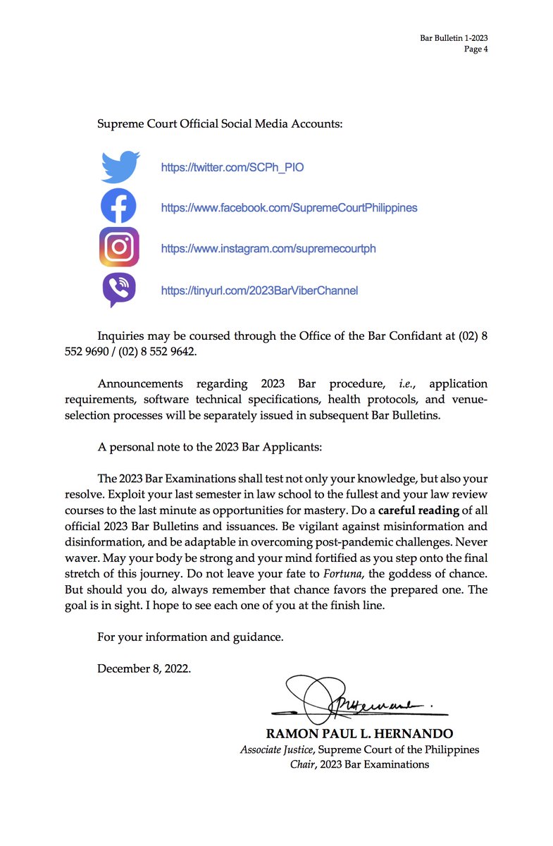 READ: Bar Bulletin No. 1, series of 2023 
Schedule, Coverage, and Other Preliminary Matters Relating to the 2023 Bar Examinations including the full 2023 Bar Syllabi
#Bar2023 
sc.judiciary.gov.ph/files/bar-2023…