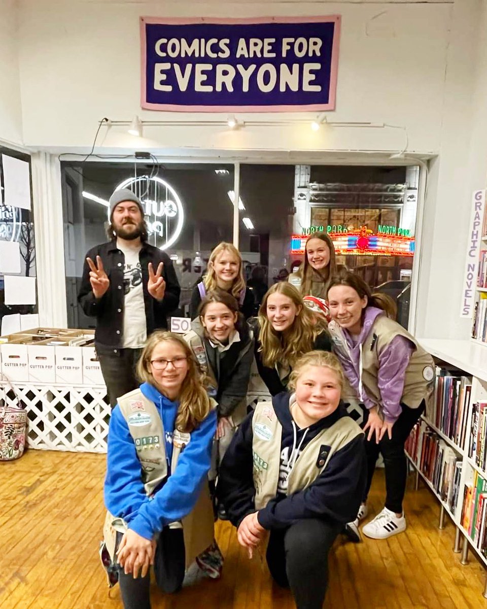 gutterpopcomics's tweet photo. Honored to help Girl Scout Troop No. 30173 get their Comic Artist Badge!
Thanks to Troop Leader Amy for reaching out!
#comicsareforeveryone #girlscouts #readmorecomics #gutterpopcomics #manga #buffalony #comics #graphicnovels #kidit #cartoonist #cartoon #makemorecomics https://t.co/CumR6tdyG8