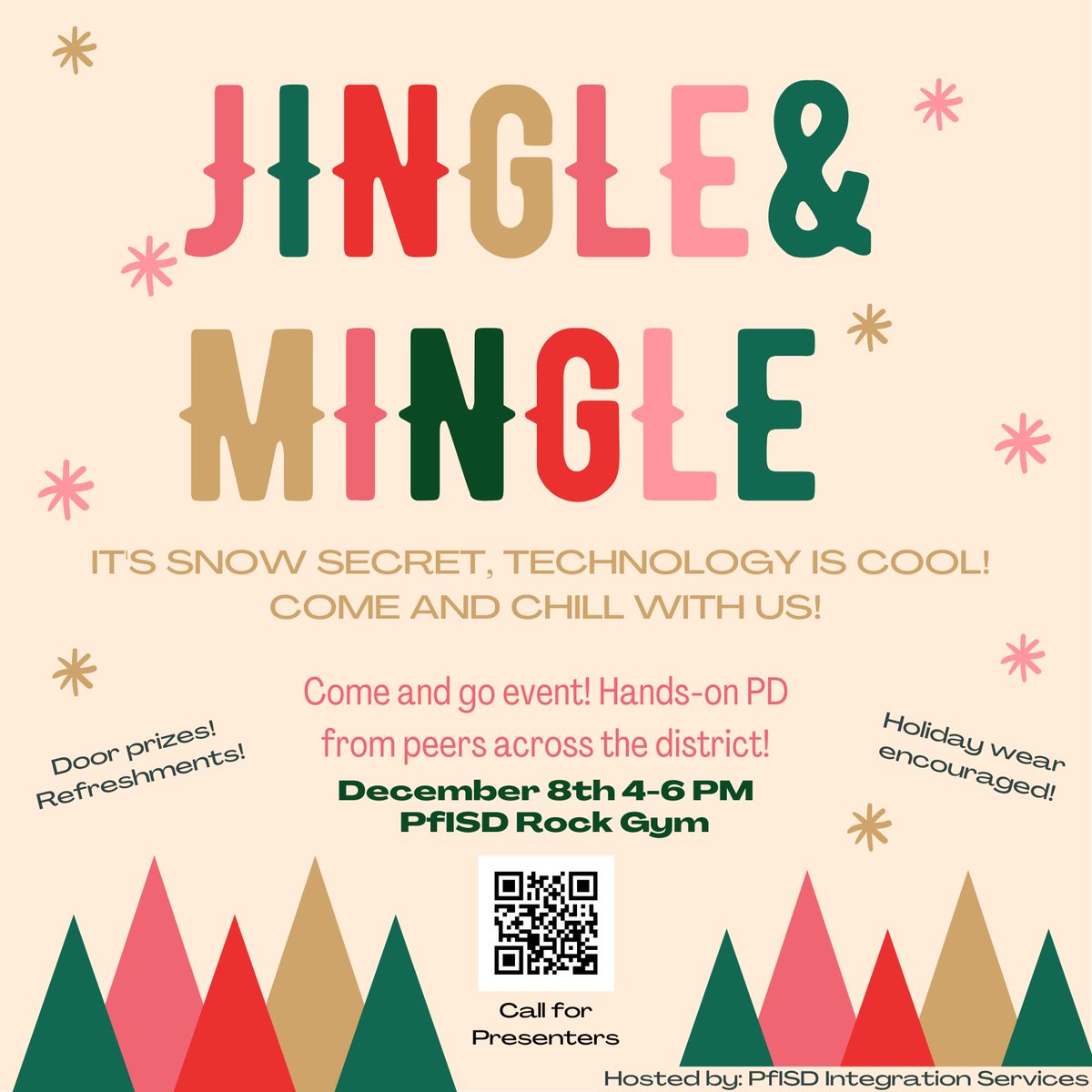 Ready to get your jingle on? We can't wait to learn with you tomorrow (12/8) from 4-6pm at the Rock Gym. There's a great list of presenters sharing their favorite tech tools, refreshments, a photo booth, door prizes and more, so come and mingle!! #edtech <a href="/pfisd/">Pflugerville ISD</a>