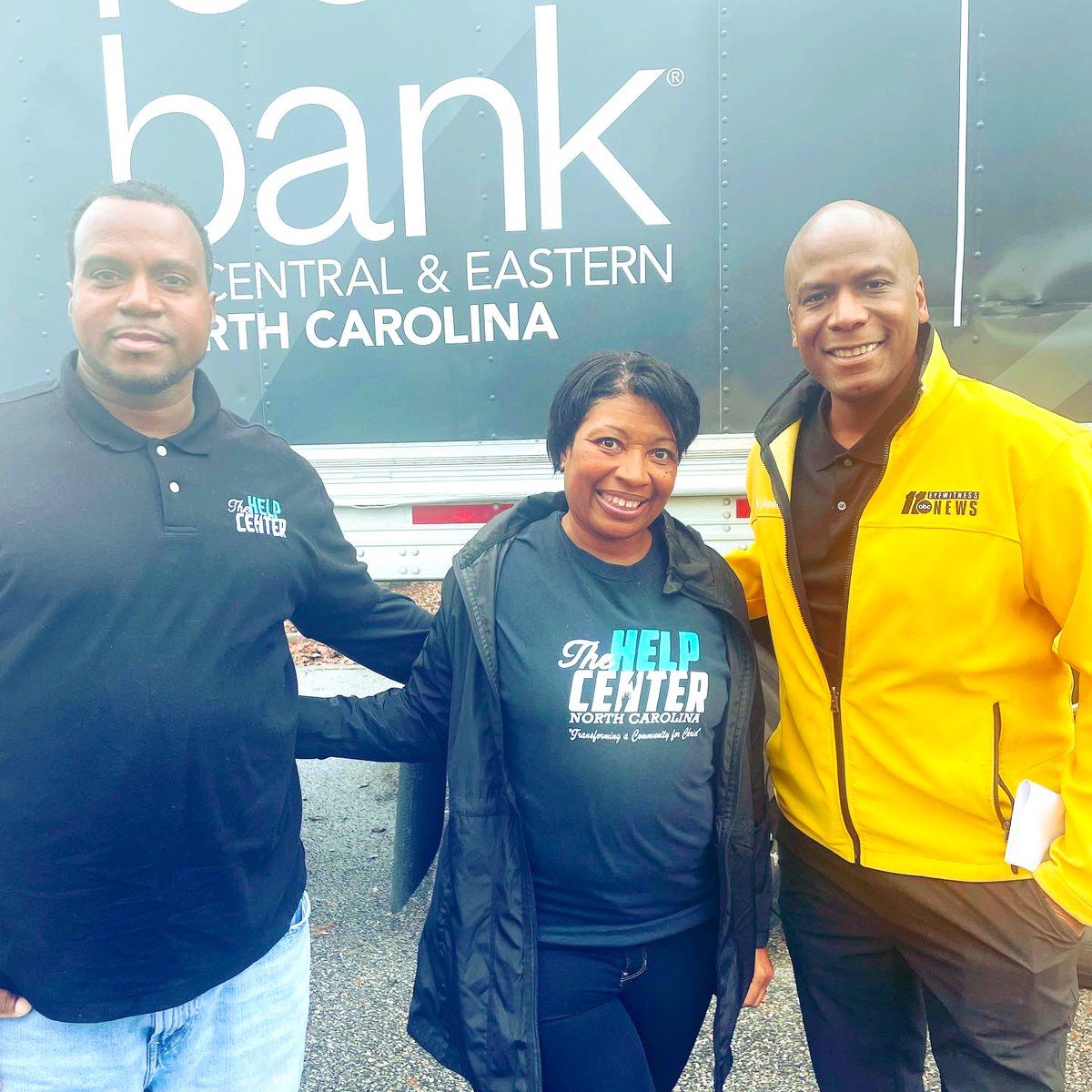 JoelBrownABC11's tweet photo. The dynamic duo, Bobby & Twanna Jones from @HelpCenterNC at our #abc11TogetherFoodDrive today 💛 The Help Center is one of the many local partners agencies counting on the meals we’re collecting today. There’s still time to GIVE 👉🏾 https://t.co/HDlhKUw43U https://t.co/mZeMjyPkCy