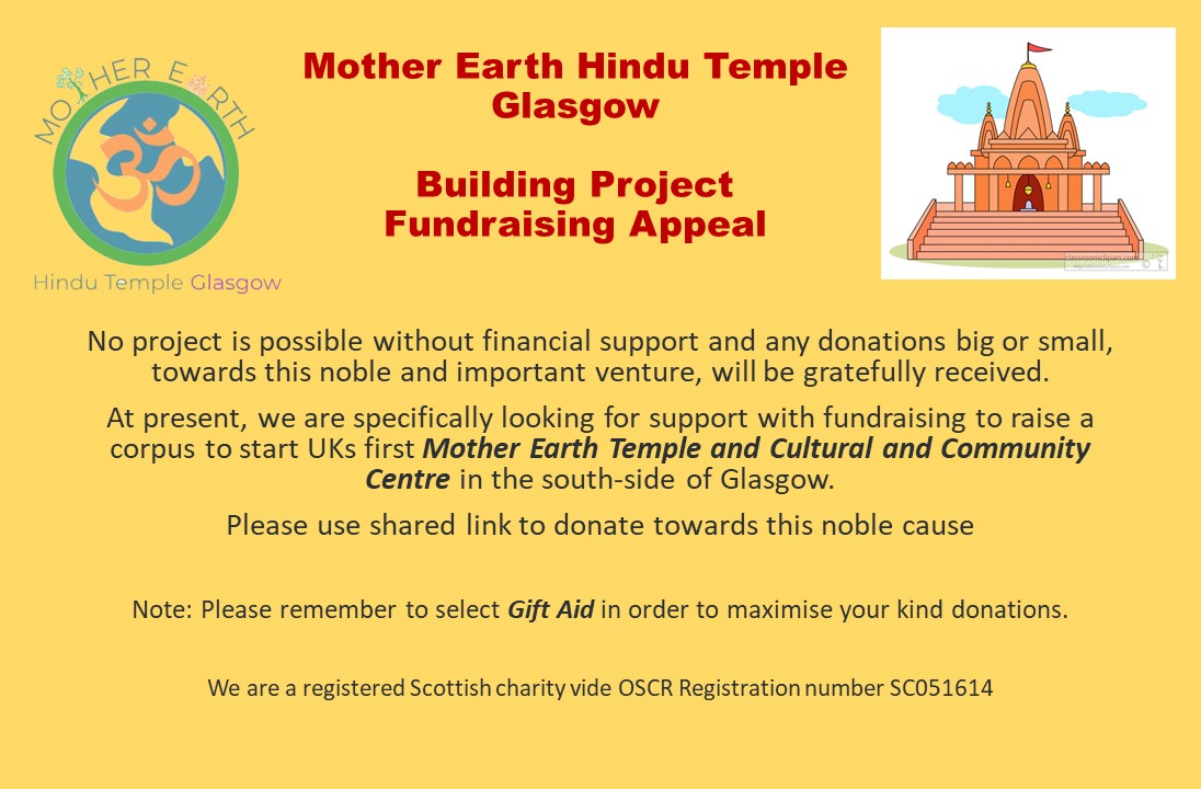 MEHTGlasgow's tweet photo. Mother Earth Hindu Temple - Building Project Fundraising

We are looking for support with fundraising to raise a corpus to start UK's first Mother Earth Hindu Temple and Cultural and Community Centre

Donate now using link: https://t.co/9lHHilKsxO

#hindutemple #Glasgow #MEHT https://t.co/9cW53rQVzY