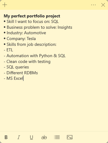 NewPrediction's tweet photo. At this point, you should have:
1. one skill to focus on
2. one business problem to solve
3. a dream job posting
4. one good data set

Now, it's time to mix and match: https://t.co/Kp8KvrTzdq