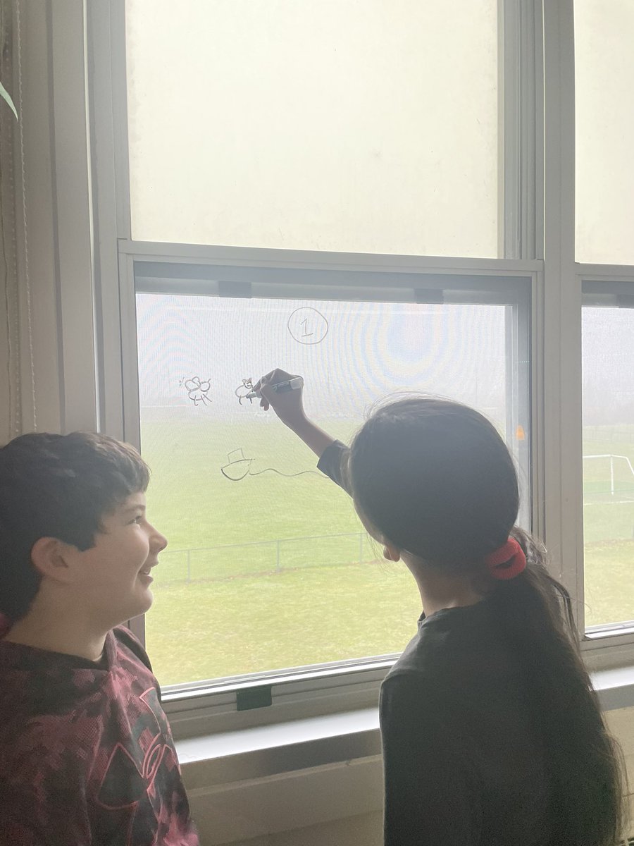 KateStarrCP's tweet photo. We engaged in our first ‘thinking classroom’ lesson today.  Students were very engaged and enjoyed the new format of learning. Only complaint was having to stand up the whole time! @Crichton_Park @HRCE_NS @BrandyNagy https://t.co/9gUBT5bNQF