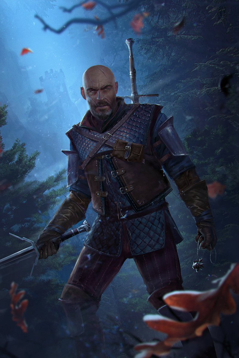 Day 7 of #ArtAdventCalendar - a wolf school witcher a had pleasure to design and illustrate for The Witcher: Old World boardgame ❤️