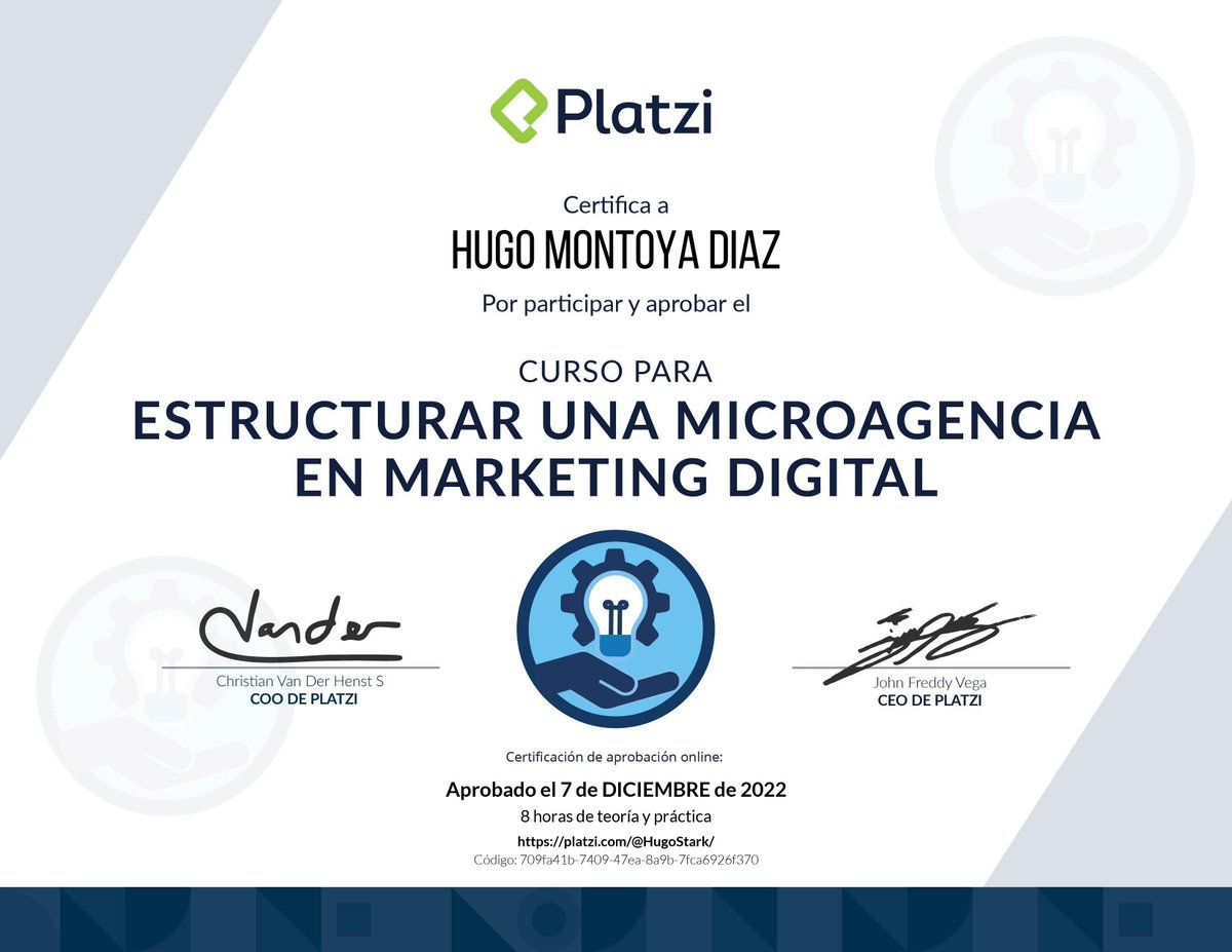 CyberHugoDev's tweet photo. #EstoyDeRegreso
Muy recomendable curso con Marina De Giobbi, obtendras un excelente mapa de ruta de conocimientos y para seleccion de personal
¡Aprobé el Curso para Estructurar una Microagencia de Marketing Digital en @Platzi! #NuncaParesDeAprender https://t.co/VTsoVLmVFr https://t.co/PYgoRrMrhu