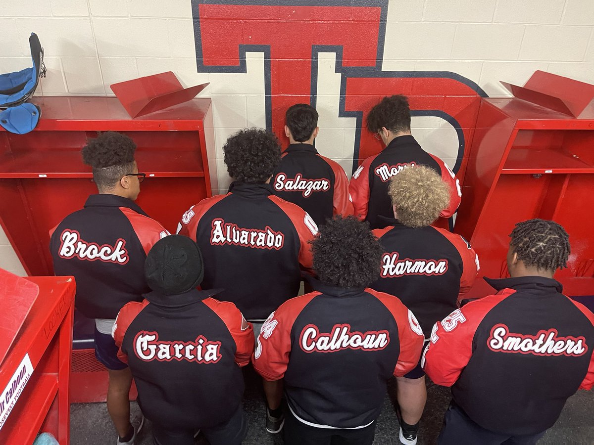 TRRoughRiderFB's tweet photo. One of the many perks of being at after school A.T.S. workouts, being first in line to get your new lettermen’s jacket! Always a rewarding day to see these guys sport their new jackets, well-deserved! #TRPride #ALLIN https://t.co/4Lvtqzd352