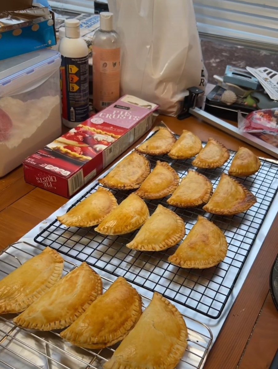 Made 50 of these lil pies for our band concert tonight. They’re sweet potato pies.