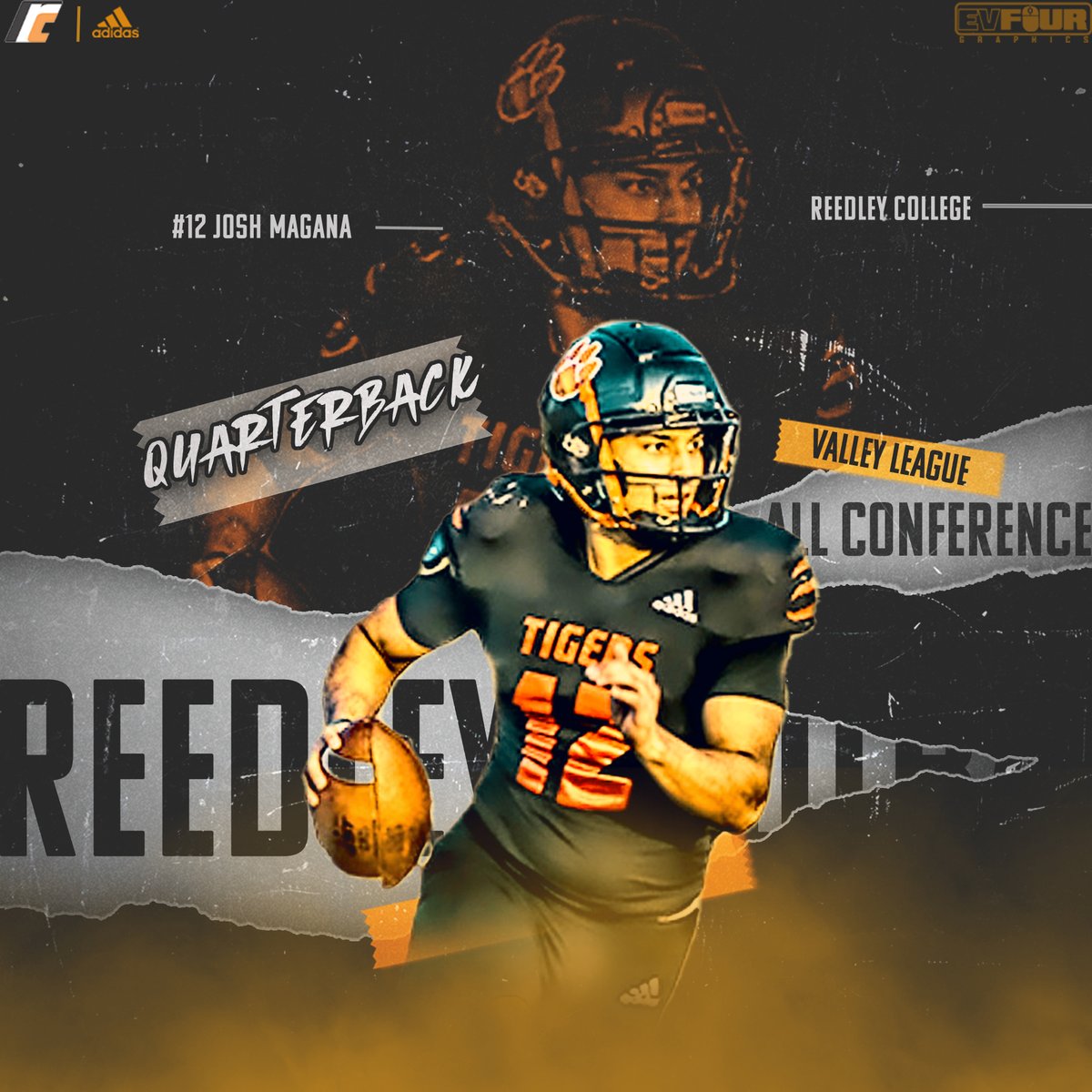 Congratulations <a href="/jmaganathe1/">Josh Magaña</a> on being named Valley League All-Conference! <a href="/Dinuba_football/">Emperors Football</a> <a href="/ReedleyCFB/">Reedley JC Football</a> <a href="/reedleycollege/">Reedley College</a> <a href="/Coach_Hart15/">Coach Hart</a> <a href="/CoachRHammond/">Richard Hammond</a> <a href="/Coach_Bray_11/">Bray Quarterback Institute</a> <a href="/EV4Graphics/">Coach KIKI - EV4Graphics</a>