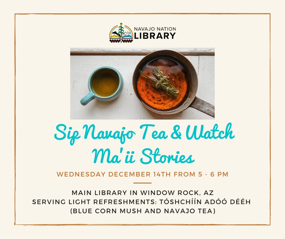 Yáʼátʼééh everyone! How many of you remember the old animated Mąʼii stories? We were digging through our shelves and came across our DVD copies of Mąʼii stories. Watch with us on Wed., 12/14 from 5-6 pm at the Main Library in Window Rock, AZ. We'll have tea &amp; blue corn mush!