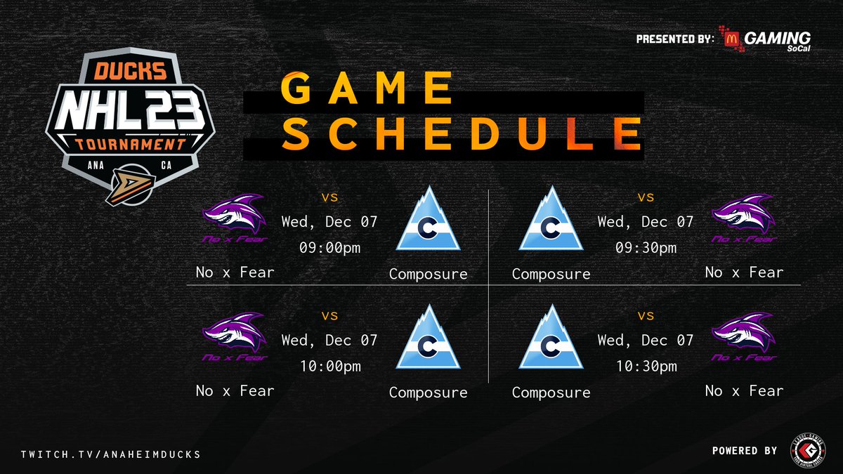 wet (@composurenhl) on Twitter photo The first round of the <a href="/NHLDucksGaming/">Anaheim Ducks Gaming</a> event starts tonight at 9pm EST against @NoxFearEsports
Twitch.tv/xTendy29 The first round of the <a href="/NHLDucksGaming/">Anaheim Ducks Gaming</a> event starts tonight at 9pm EST against @NoxFearEsports
Twitch.tv/xTendy29