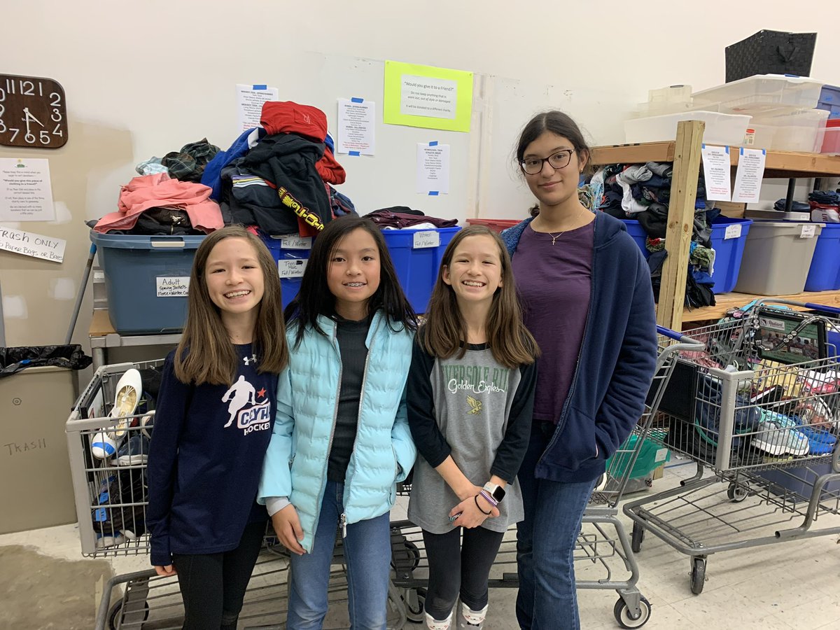 Our volunteers sorted clothes and shoes at One Dublin today! These items of clothing will go to families in need in our community. <a href="/OneDublinOhio/">One Dublin</a> <a href="/erms_DCSD/">Eversole Run Middle School</a>