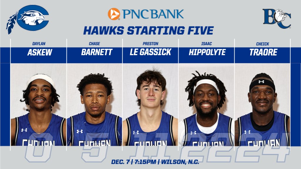 PNC Bank Starting Five against Barton
📍 Wilson, N.C.
⌚ 7:15pm
📱💻🖥  bit.ly/3cfjboV
#EnvisionTheFlight