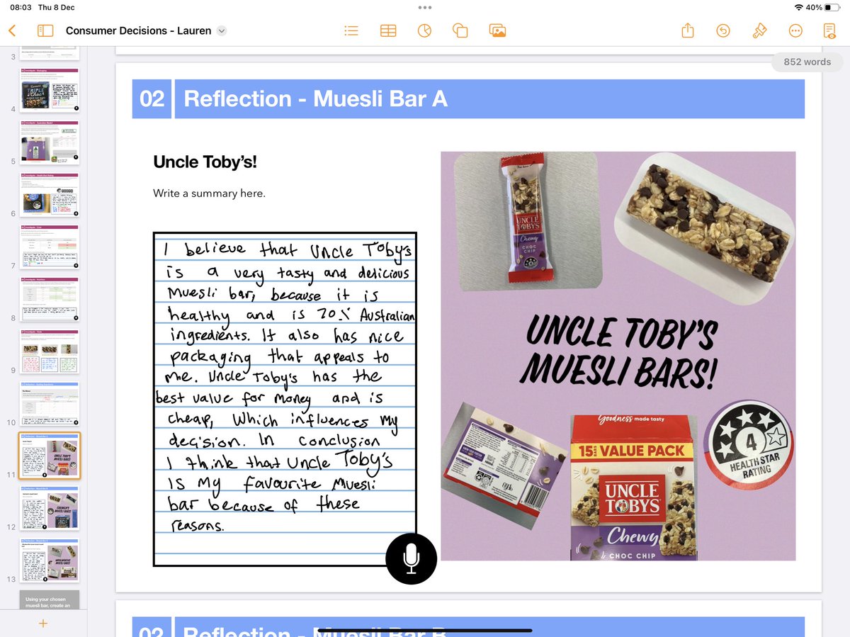 Part 1: Business and Economics - In Year 5 we’ve been exploring factors that affect our consumer decisions. We explored three types of muesli bars and drew a conclusion based on packaging, ingredients, nutrition and price.