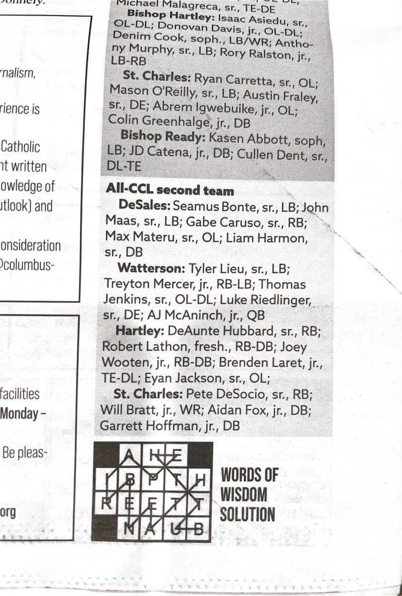 2022 All Central Catholic League Football Team- We are very proud of Garrett’s football achievements and his 4.0 GPA this quarter