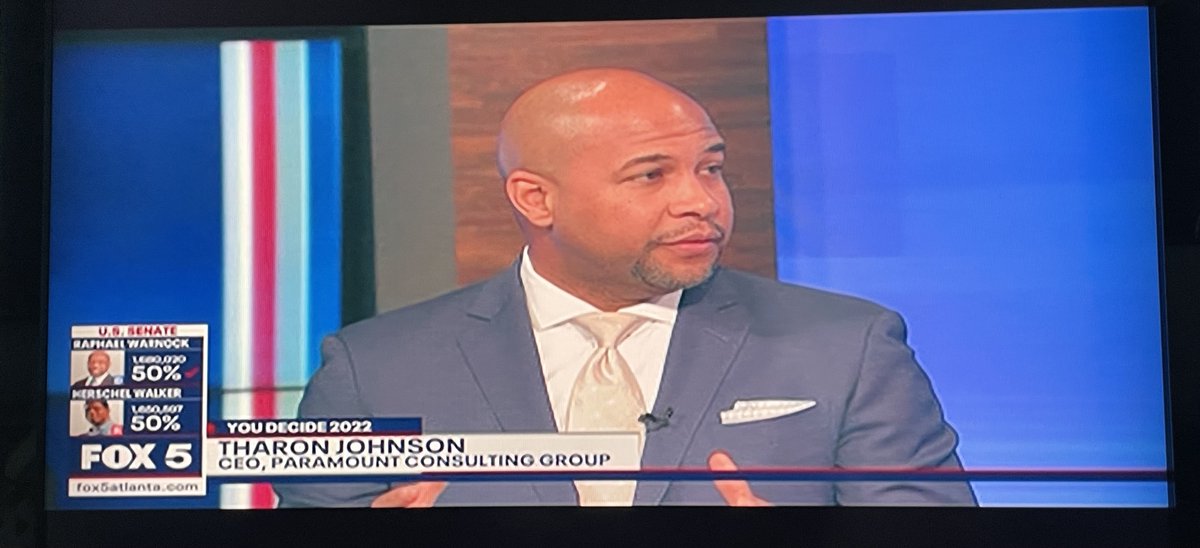 ParamountCGLLC's tweet photo. @TharonJohnson on @FOX5Atlanta: “This race was really significant. You’ve got to really applaud the @ReverendWarnock team who right away went across the state. They knew they had to get their base back out … and get into rural counties.” #gapol #election2022 #RunoffGA https://t.co/oHiHOjVraB