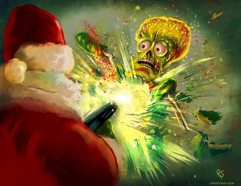 Zerostreet's tweet photo. Santa Saves Christmas!
#marsattacks #mars #martian #digitalart #pulpart #scifi #sciencefiction #montser #creature #alien #horror #artwork #lowbrow #retrofuturism @topps @dynamite https://t.co/6R23PWbIPR