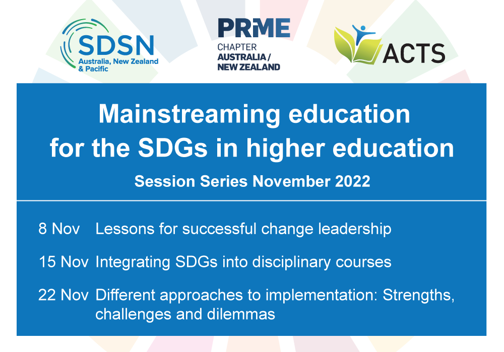 Excited to share insights from 15 institutions in the AusNZPac region on how to mainstream education for #SDGs in #HigherEd. Check out the recordings at ap-unsdsn.org/education-for-…