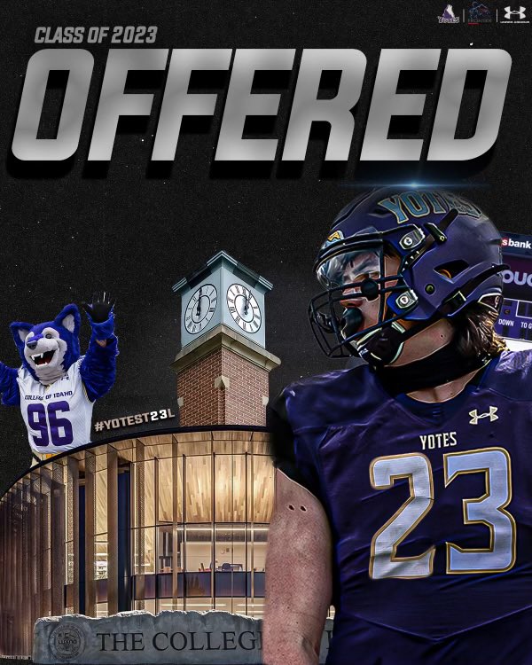 RoryLeavitt's tweet photo. After a great talk with @CoachANelson04 I’m happy to announce I have received my first offer from @YotesFootball! I’m super blessed and excited!
@thompsonsctg @bergermi_ @ncsa @PrepRedzoneID @coachjimvert @NickFarman55 @RAREAcademyID https://t.co/pNUStiFFQQ