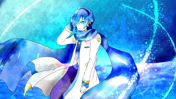 メラレウカさんのKAITOさん!ファンタジーな雰囲気が良いですホー!(`・ω・')b湖の表現も素敵ホー!【】 #piapro #KAITO 