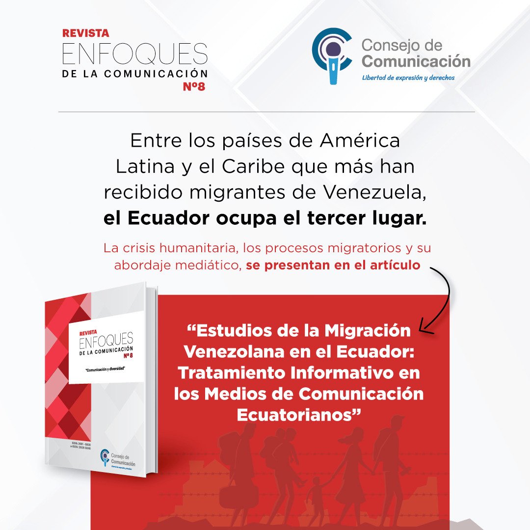 ConsejoComEc's tweet photo. 🛑#Atención | Ya está disponible la revista #Enfoques de la Comunicación No. 8

Descárgala aquí
⤵️⤵️⤵️ https://t.co/qeCY8S9xCU https://t.co/2zHZWq8e9u
