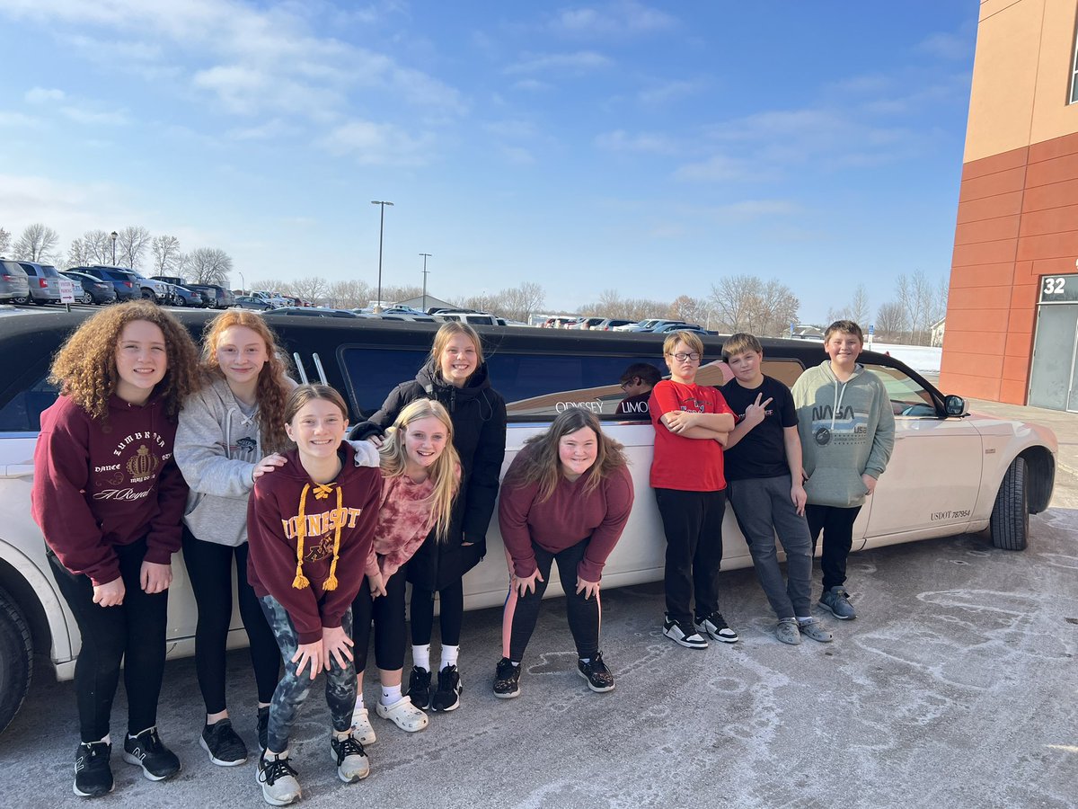 These 6th graders got to ride in style to get lunch today! They sold 25+ items for our Eagle Bluff fundraiser, and the fundraiser company gave them a prize of a limo ride and pizza party! <a href="/kwpublicschools/">K-W Public Schools</a>