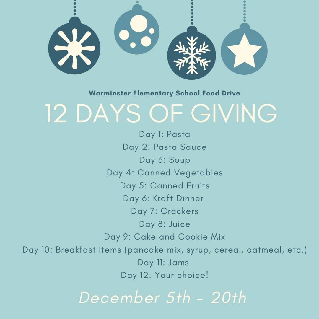 Mrs.Westcott's Class (@westcottsclass) on Twitter photo Our 12 Days of Giving Food Drive is in full swing! Tomorrow is day 4! Thank you to our community for your donations and support! ✨🤍✨ <a href="/WarminsterES/">Warminster School</a> Our 12 Days of Giving Food Drive is in full swing! Tomorrow is day 4! Thank you to our community for your donations and support! ✨🤍✨ <a href="/WarminsterES/">Warminster School</a>